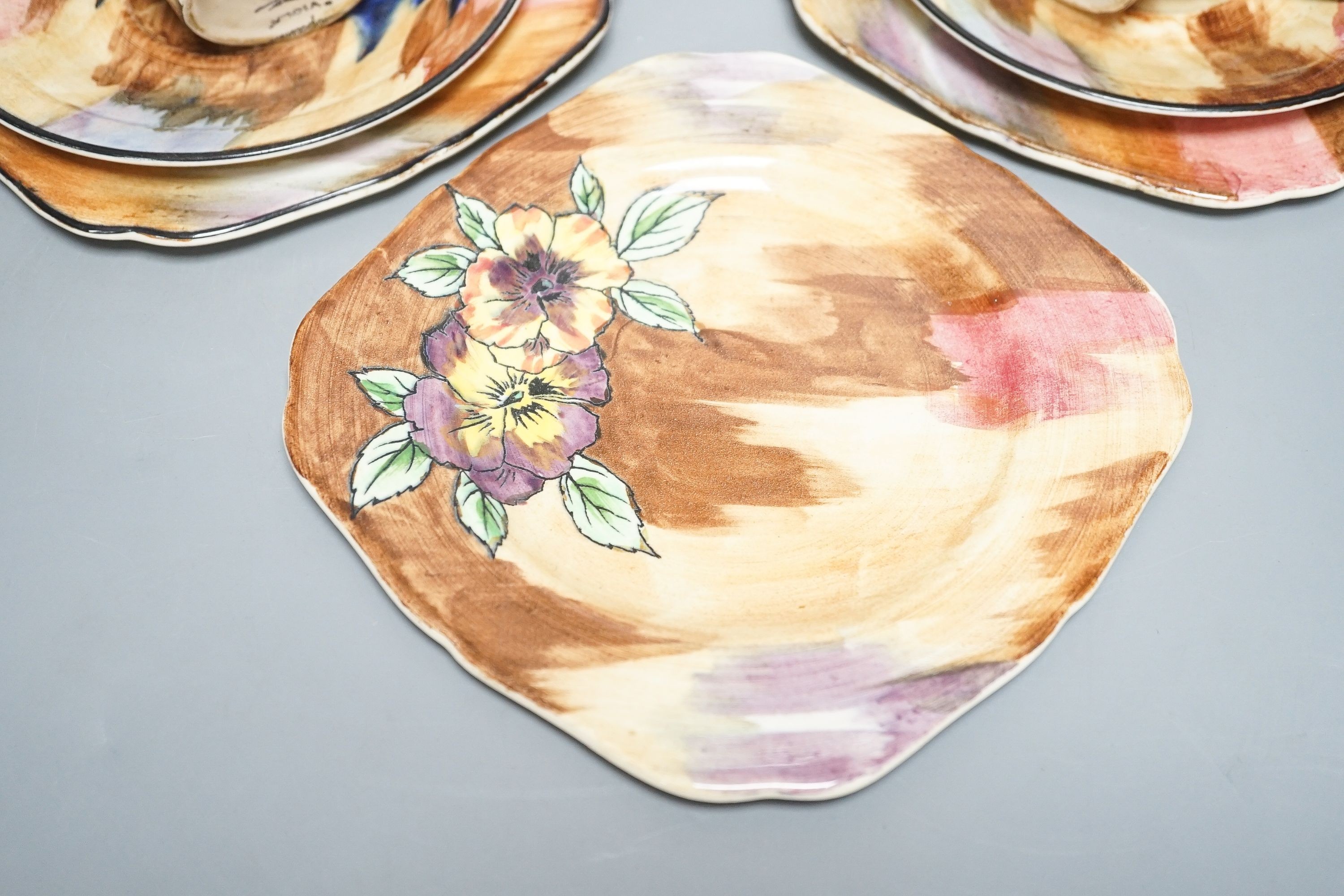 Staffordshire Viola pattern coffee set, 29 pieces